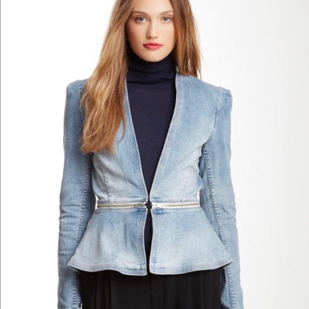 Rebecca Taylor Denim Peplum Jacket Sz 4